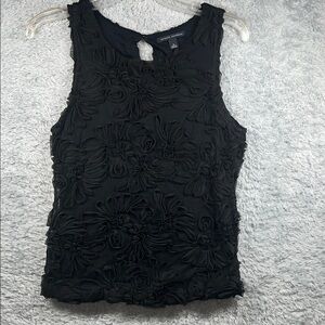 Banana Republic Black Textured Floral Tank Top